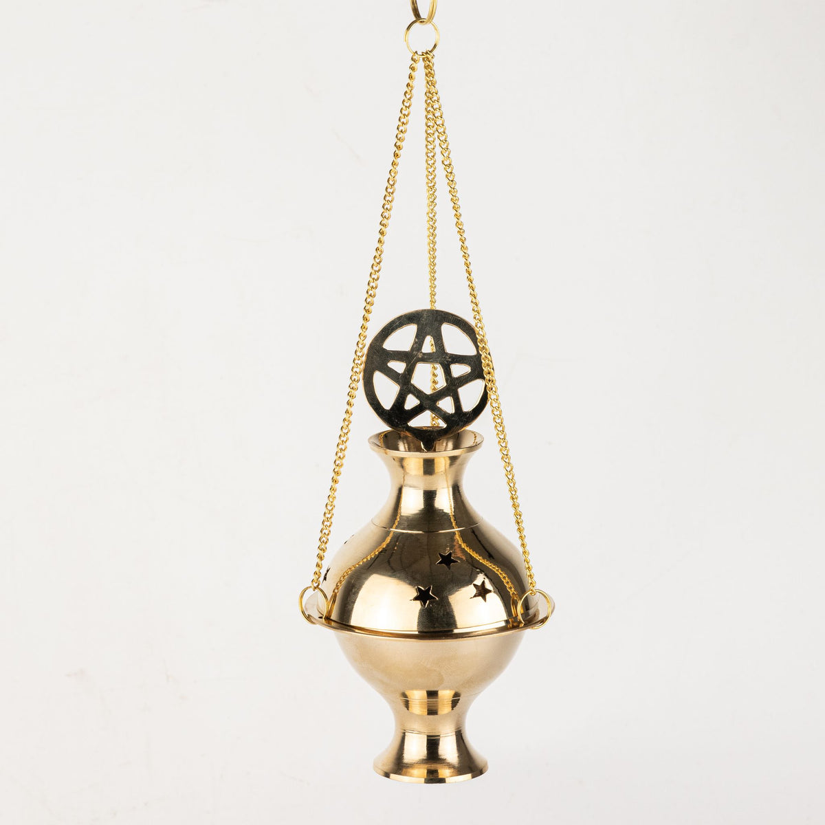 Hängendes Messing-Räuchergefäß – Pentagramm