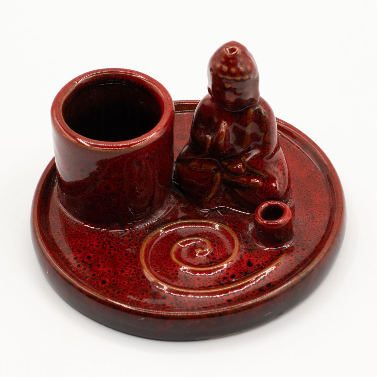 Buddha-Räucherplatte Keramik – Weiches Rot