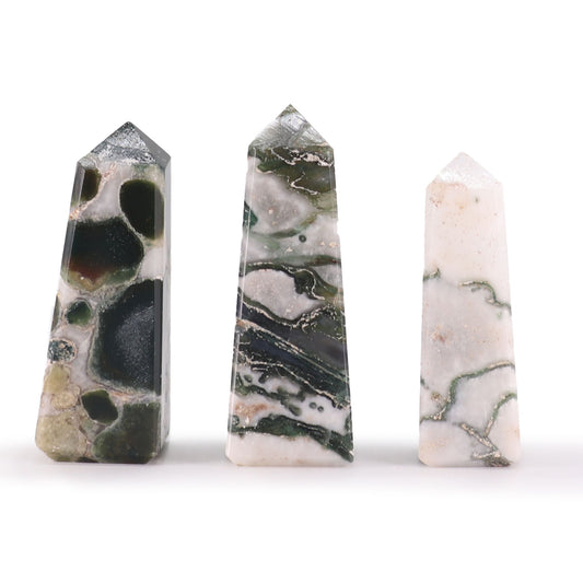 Edelstein-Obelisk ca. 5 cm – Moosachat