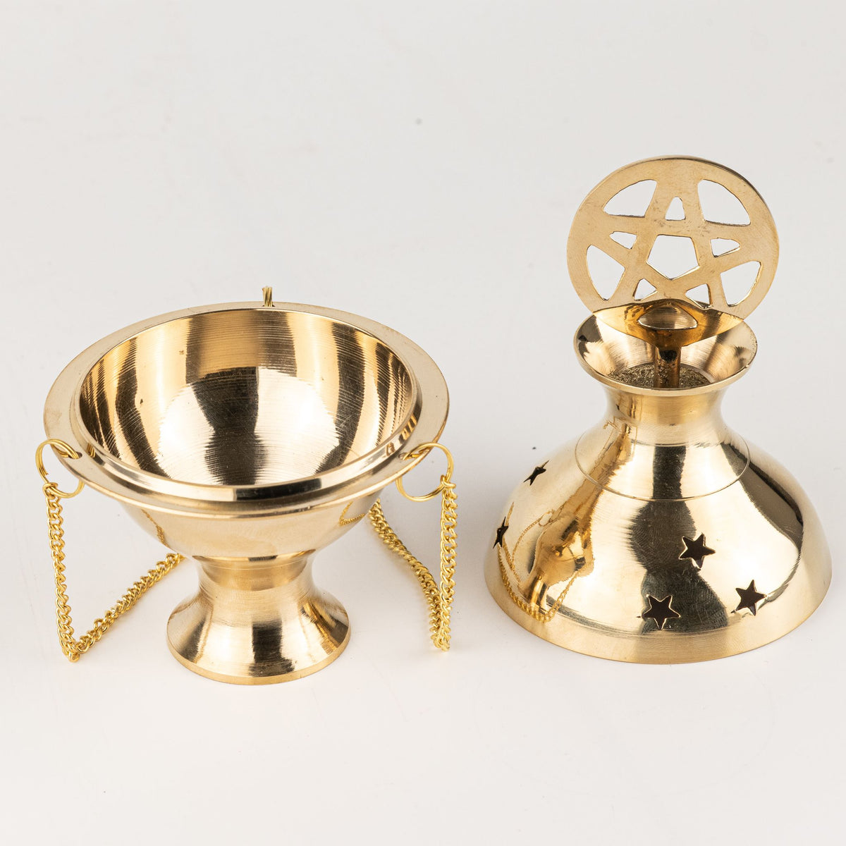 Hängendes Messing-Räuchergefäß – Pentagramm