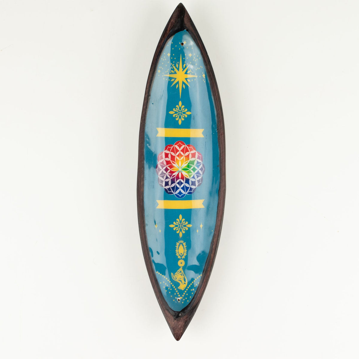 Emaille-Räucherschale Mango-Holz – Mandala