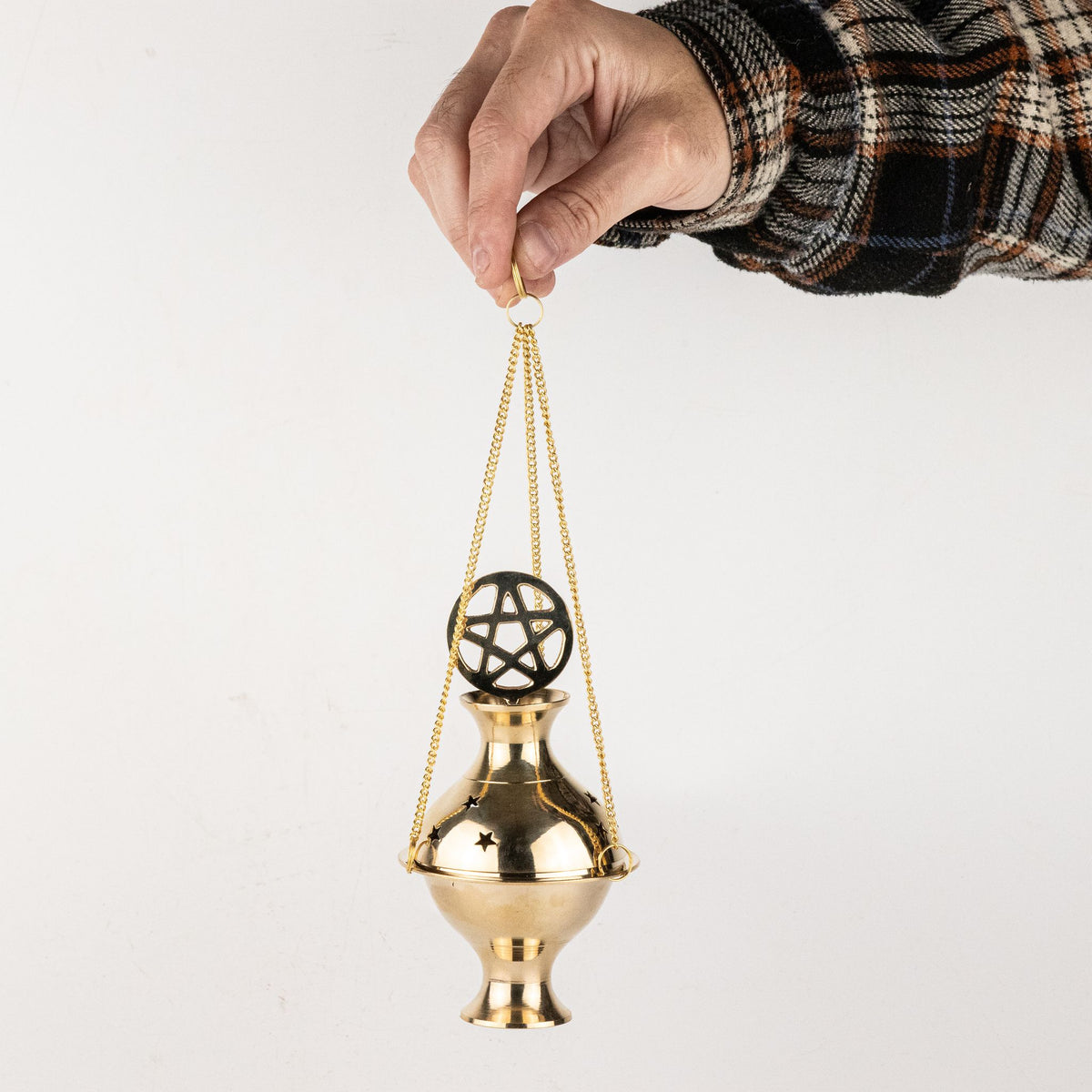 Hängendes Messing-Räuchergefäß – Pentagramm