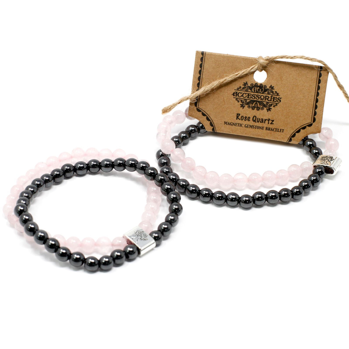 Magnetisches Rosenquarz-Armband – Edelsteinperlen