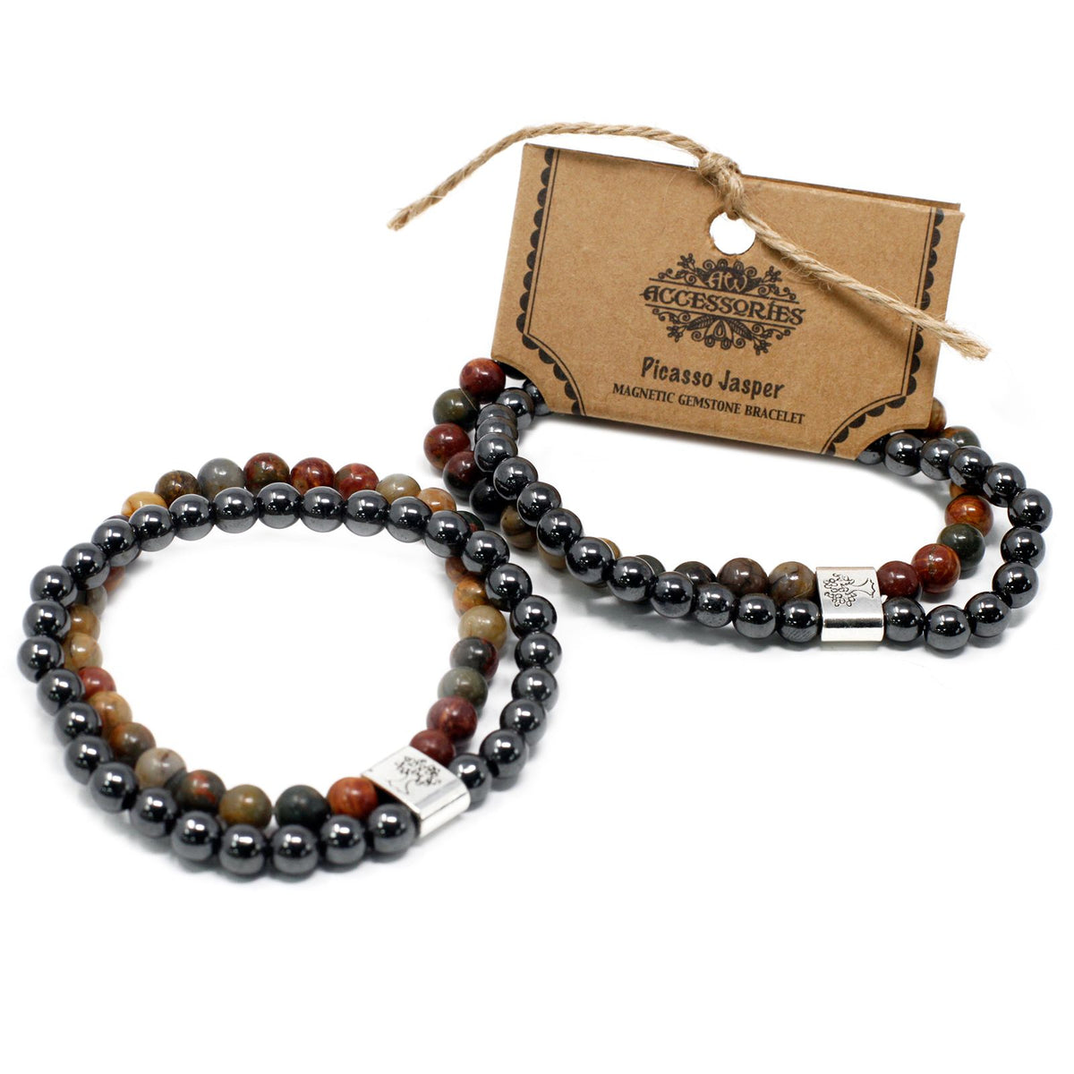 Magnetisches Picasso-Jaspis-Armband – Edelsteinperlen