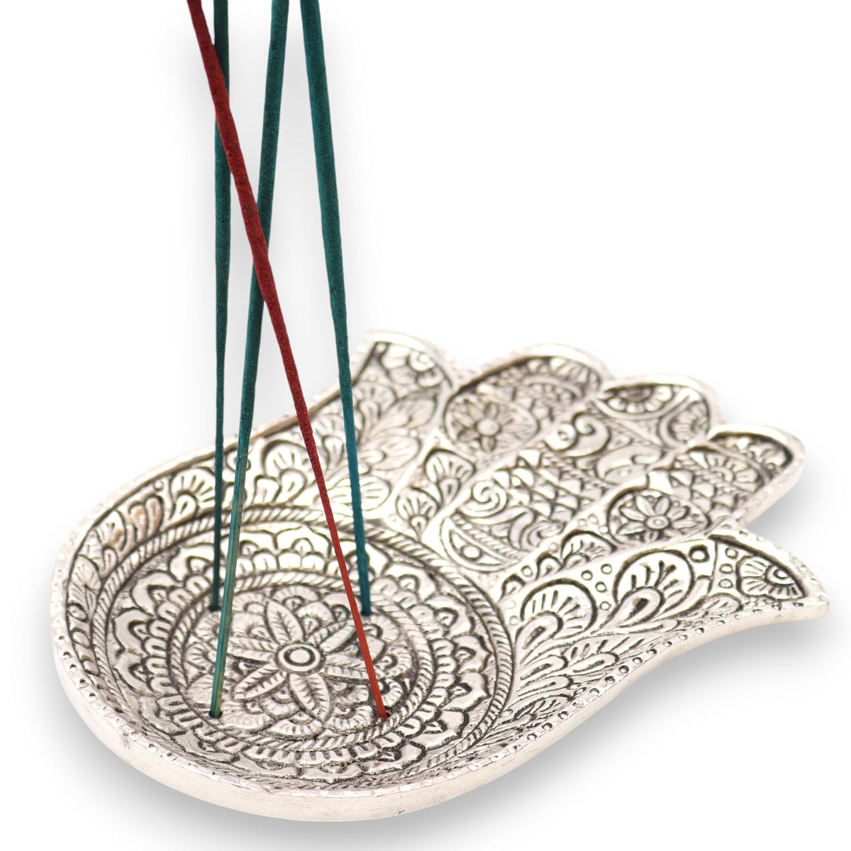 Großer Hamsa-Räucherhalter Aluminium 18×13 cm
