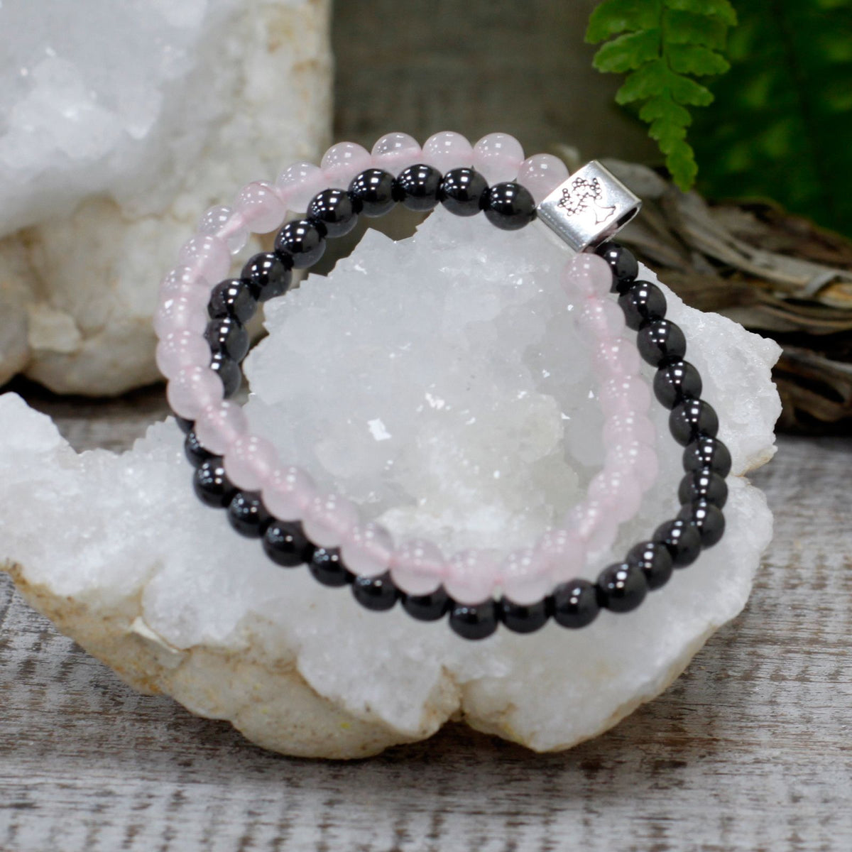 Magnetisches Rosenquarz-Armband – Edelsteinperlen