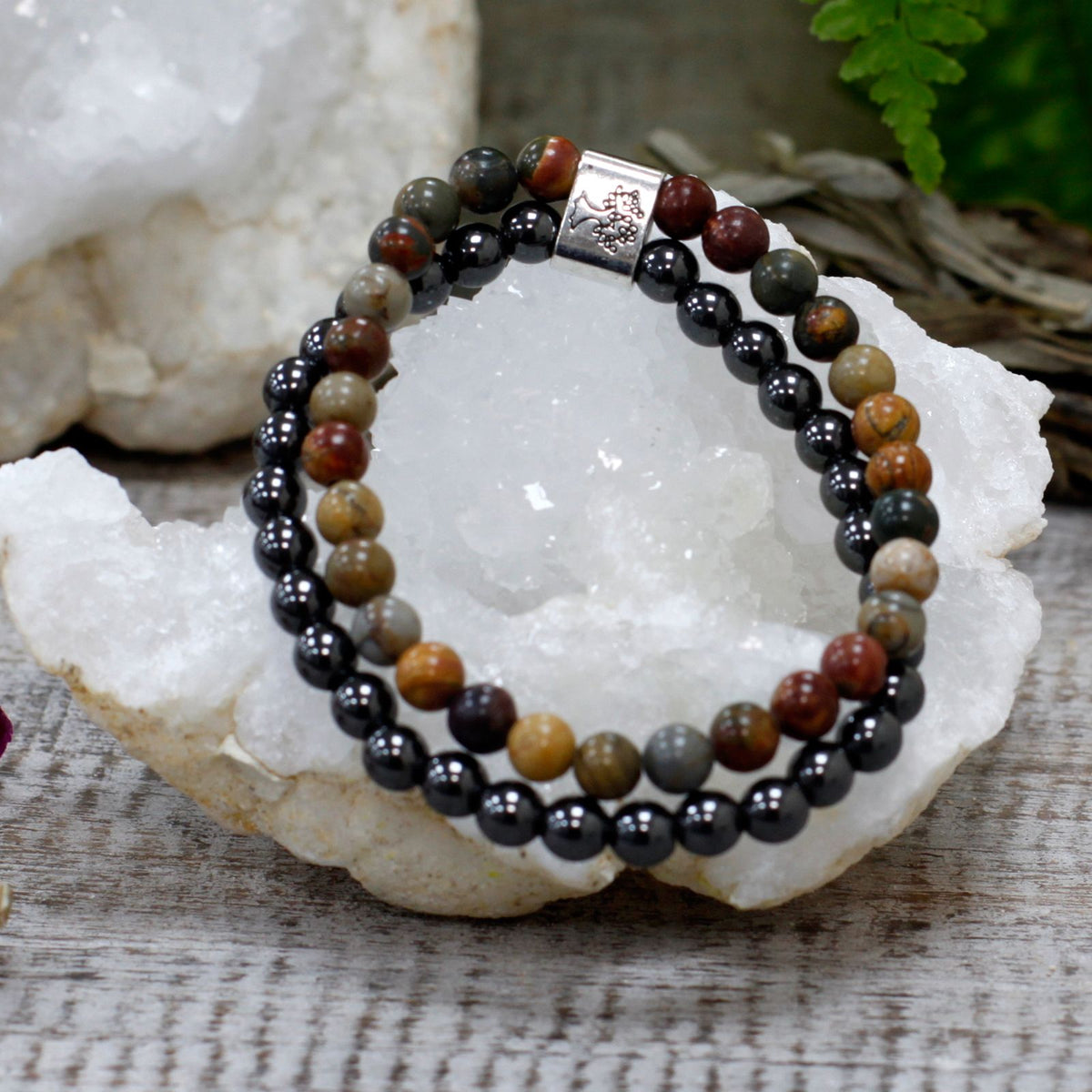 Magnetisches Picasso-Jaspis-Armband – Edelsteinperlen