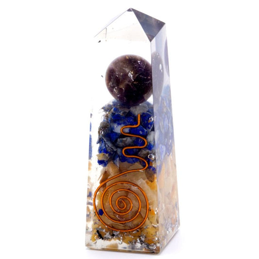 Orgonit Obelisk Power Point – Kupfer, Lapis & Gelber Aventurin