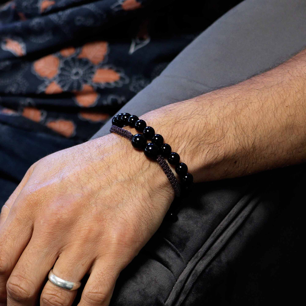 Doppel-Power-Armband Schwarzer Achat