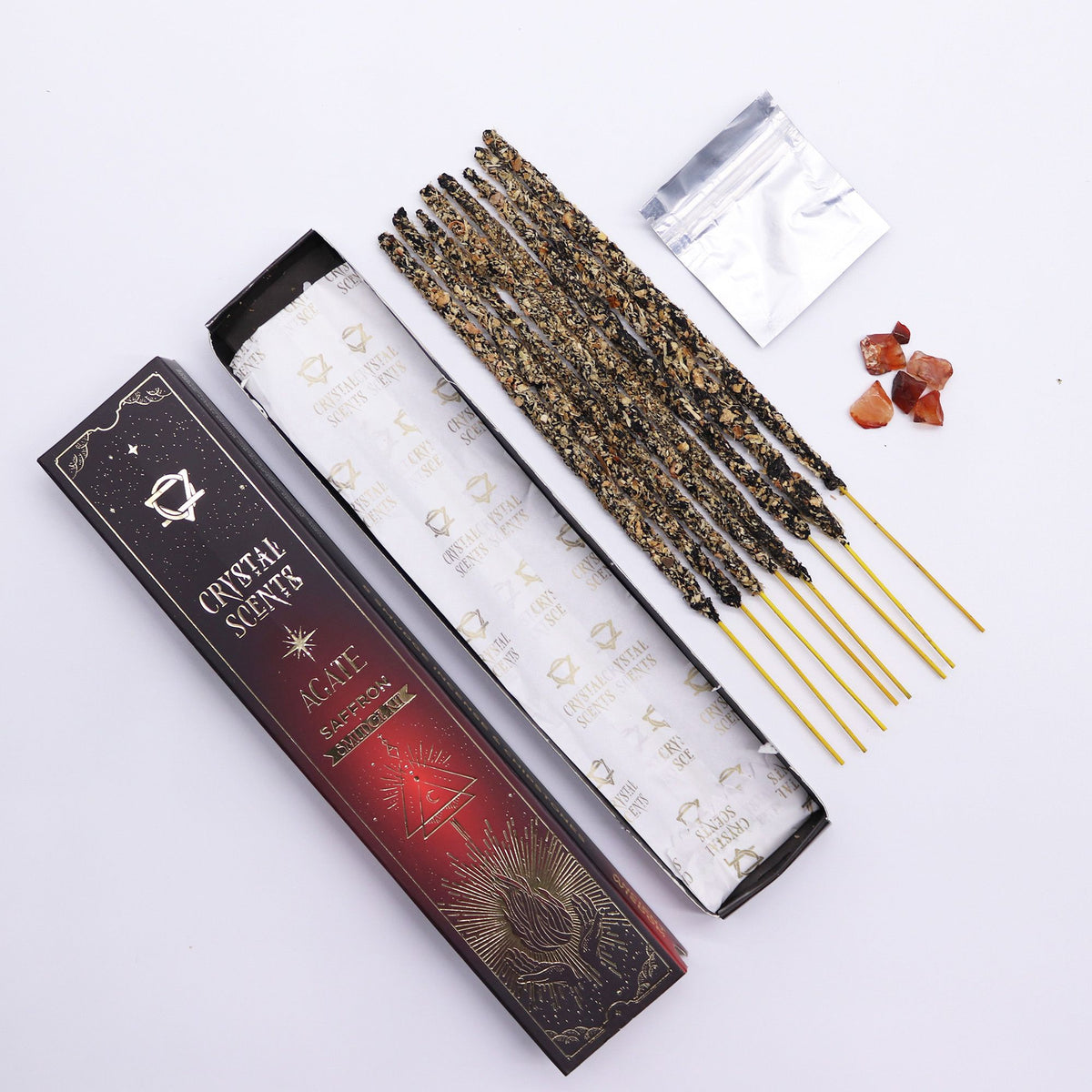 Räucherstäbchen Roter Achat Crystal Scents – Safran