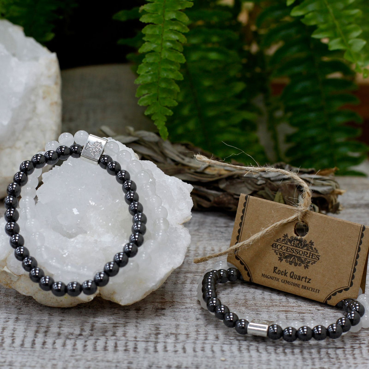 Magnetisches Bergkristall-Armband – Edelsteinperlen