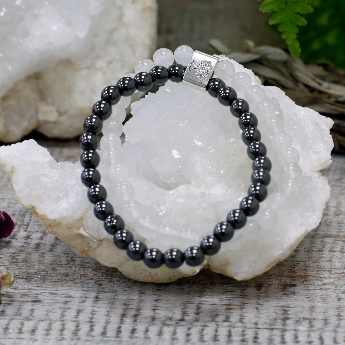 Magnetisches Bergkristall-Armband – Edelsteinperlen