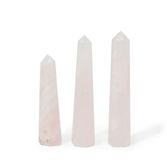 Sechsseitiger Edelstein-Obelisk ca. 11 cm – Rosenquarz