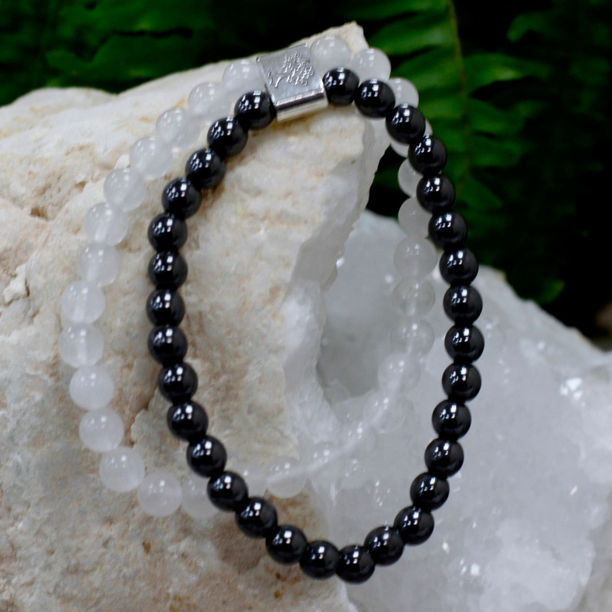 Magnetisches Bergkristall-Armband – Edelsteinperlen