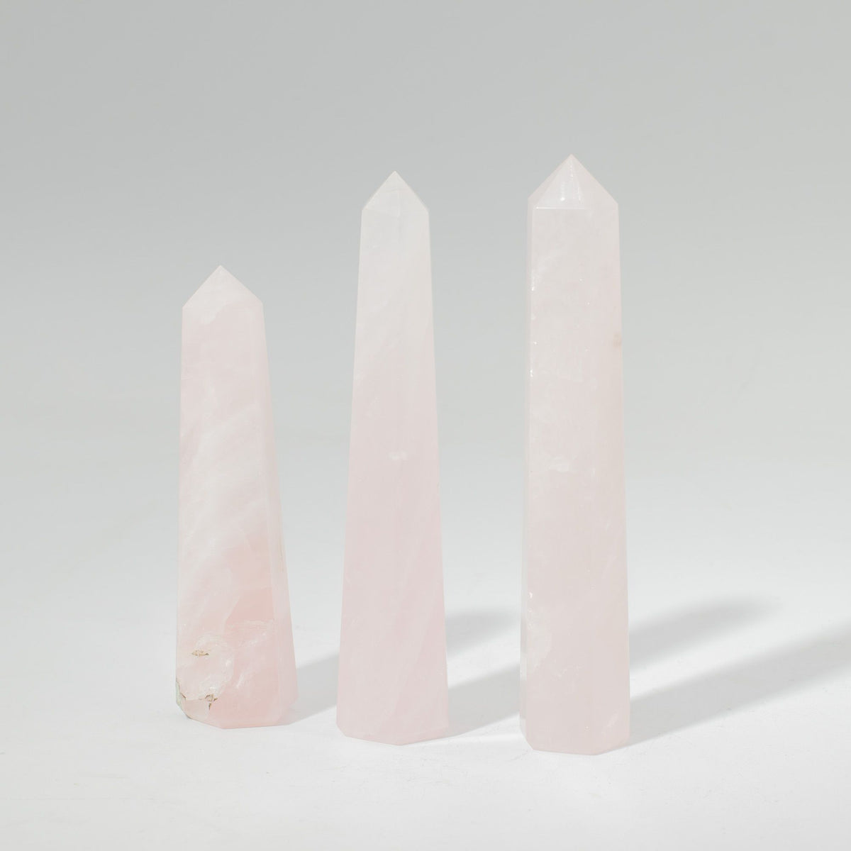 Sechsseitiger Edelstein-Obelisk ca. 11 cm – Rosenquarz