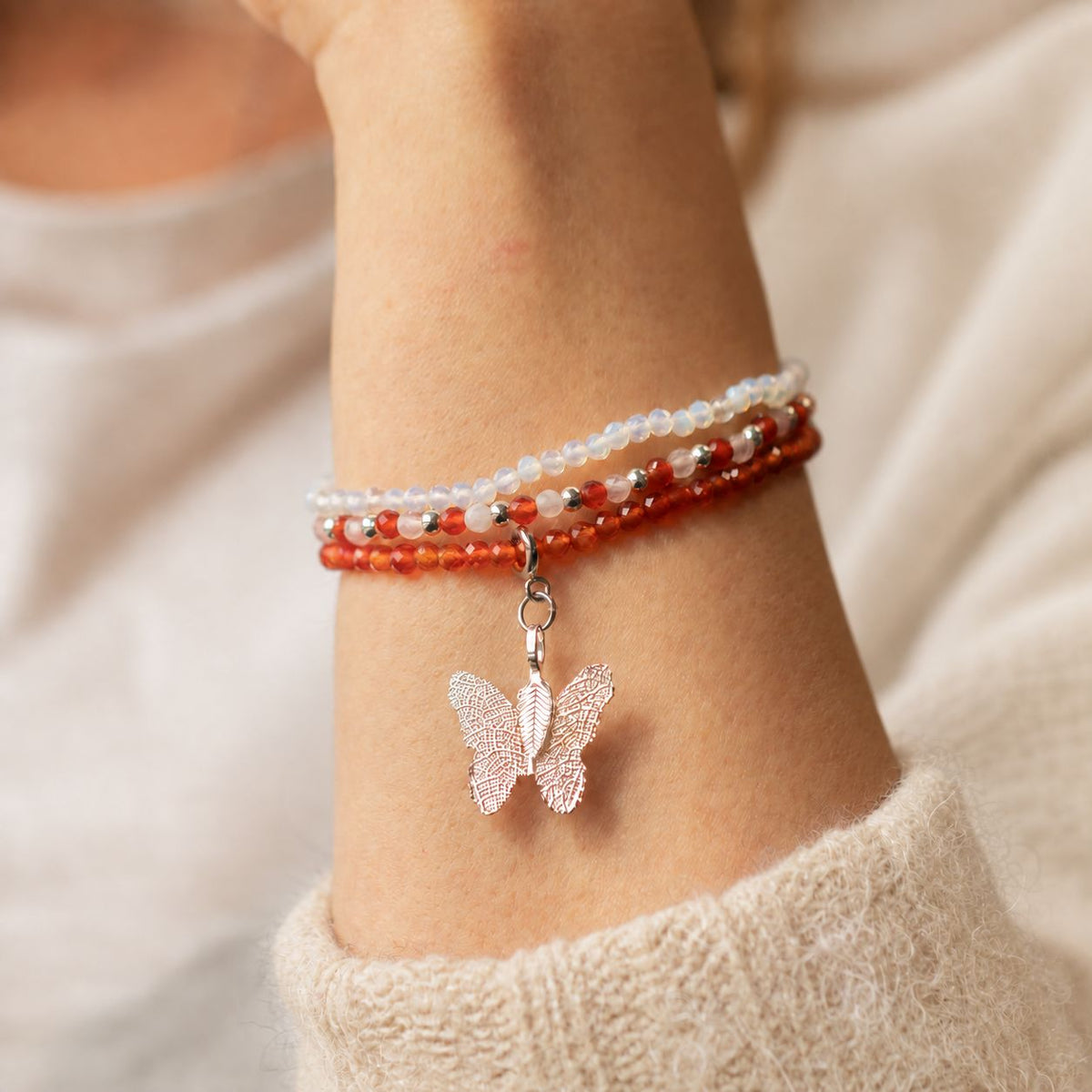 Edelstein-Armbandset Blood Moon – 3-teilig, Nymph
