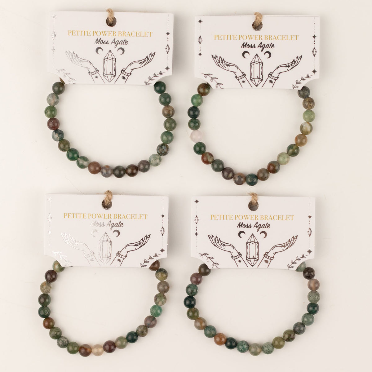 Moosachat-Armband Petite – 6 mm Perlen, 17 cm