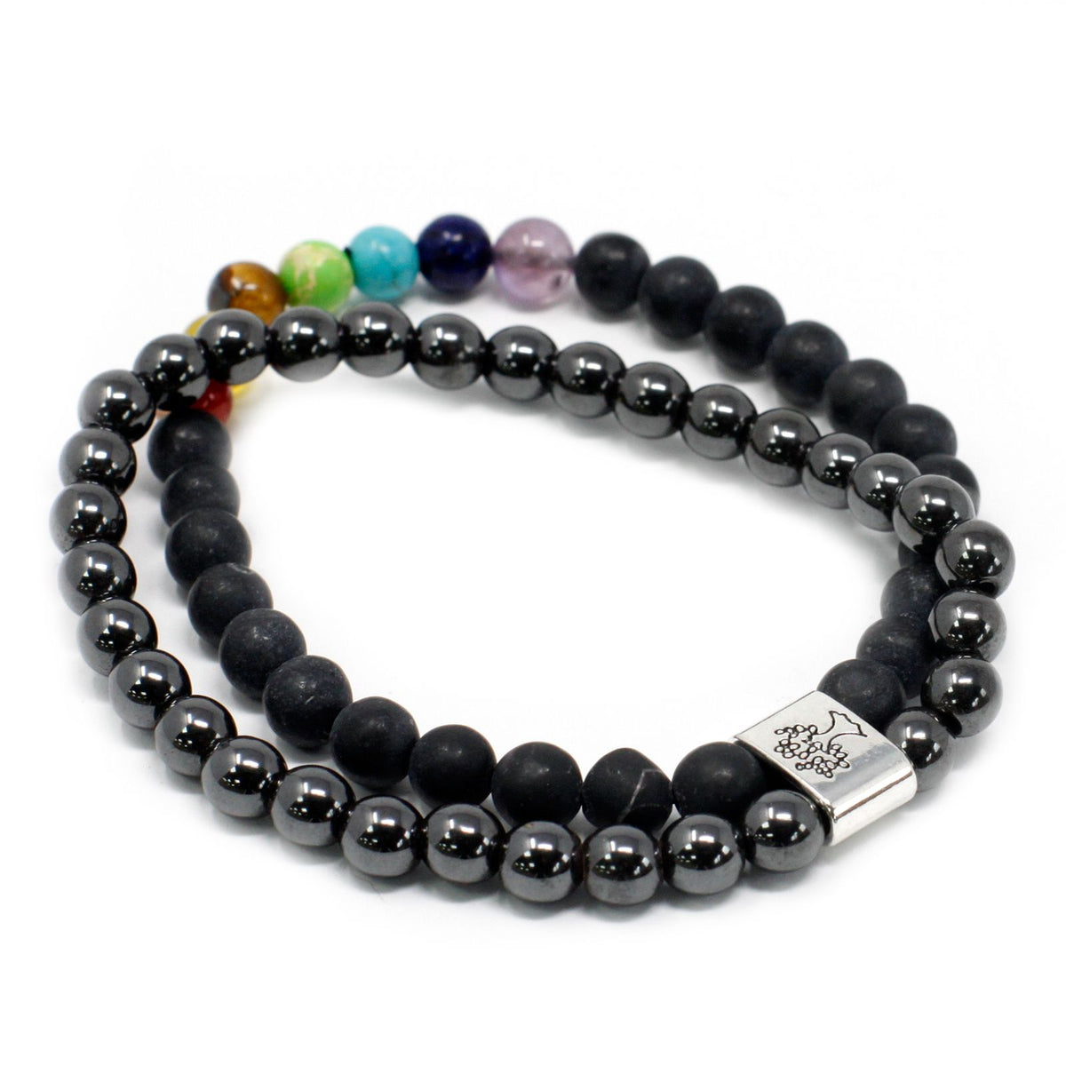 Magnetisches Schwarzstein-Armband mit Chakra-Akzent