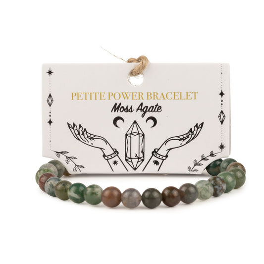 Moosachat-Armband Petite – 6 mm Perlen, 17 cm
