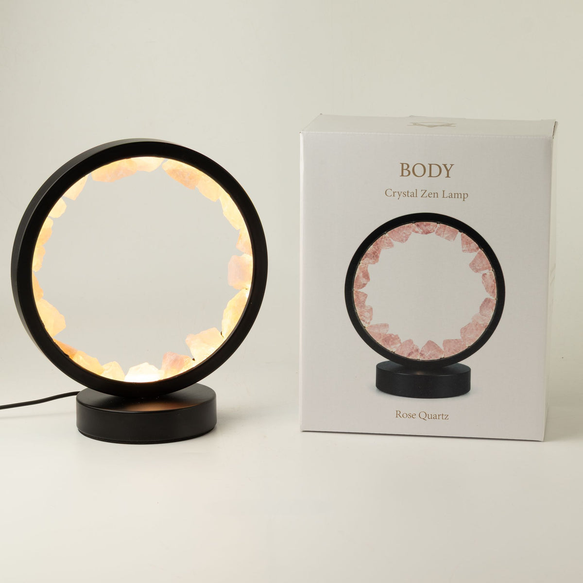 Edelstein Halo Lampe – Zen Body – Rosenquarz