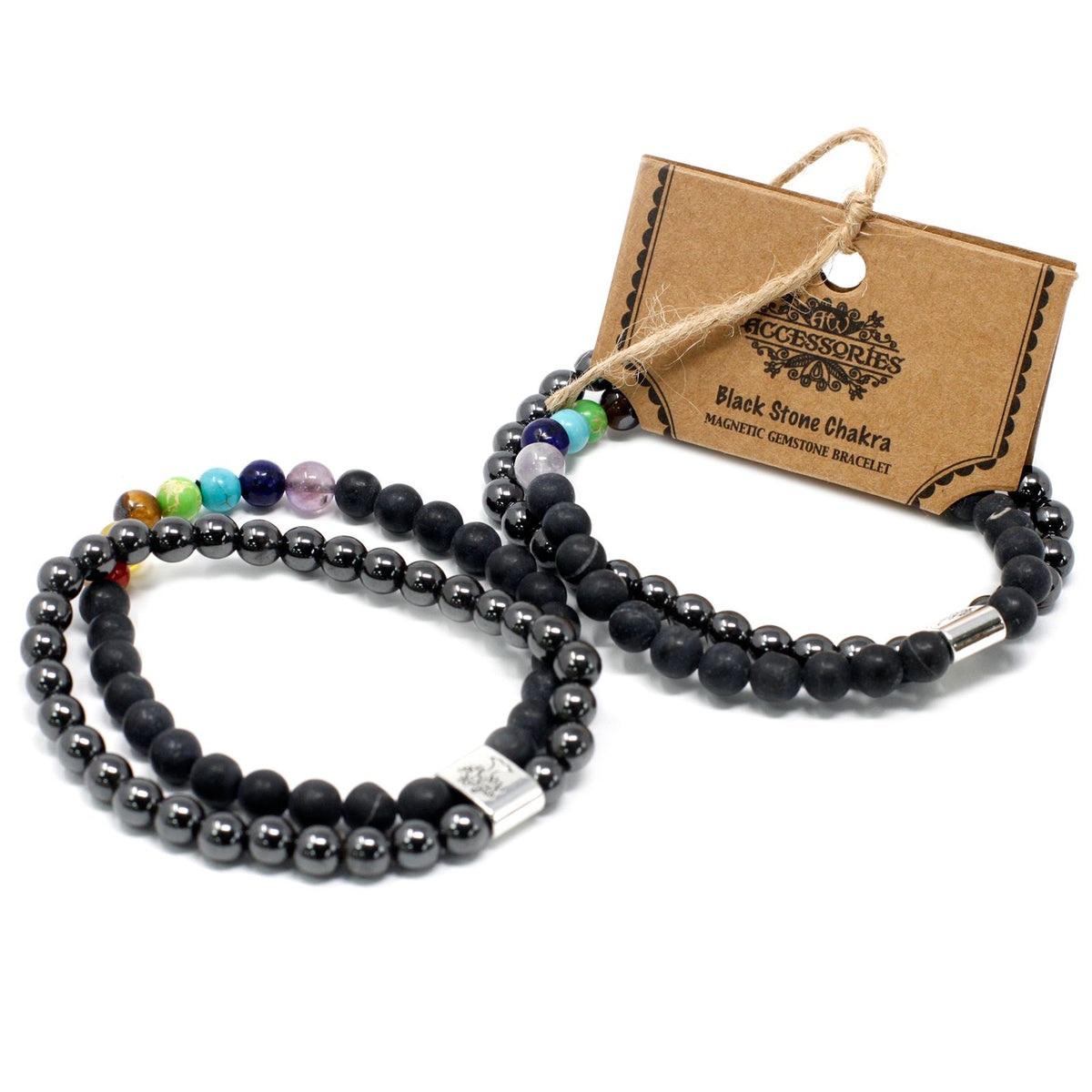 Magnetisches Schwarzstein-Armband mit Chakra-Akzent