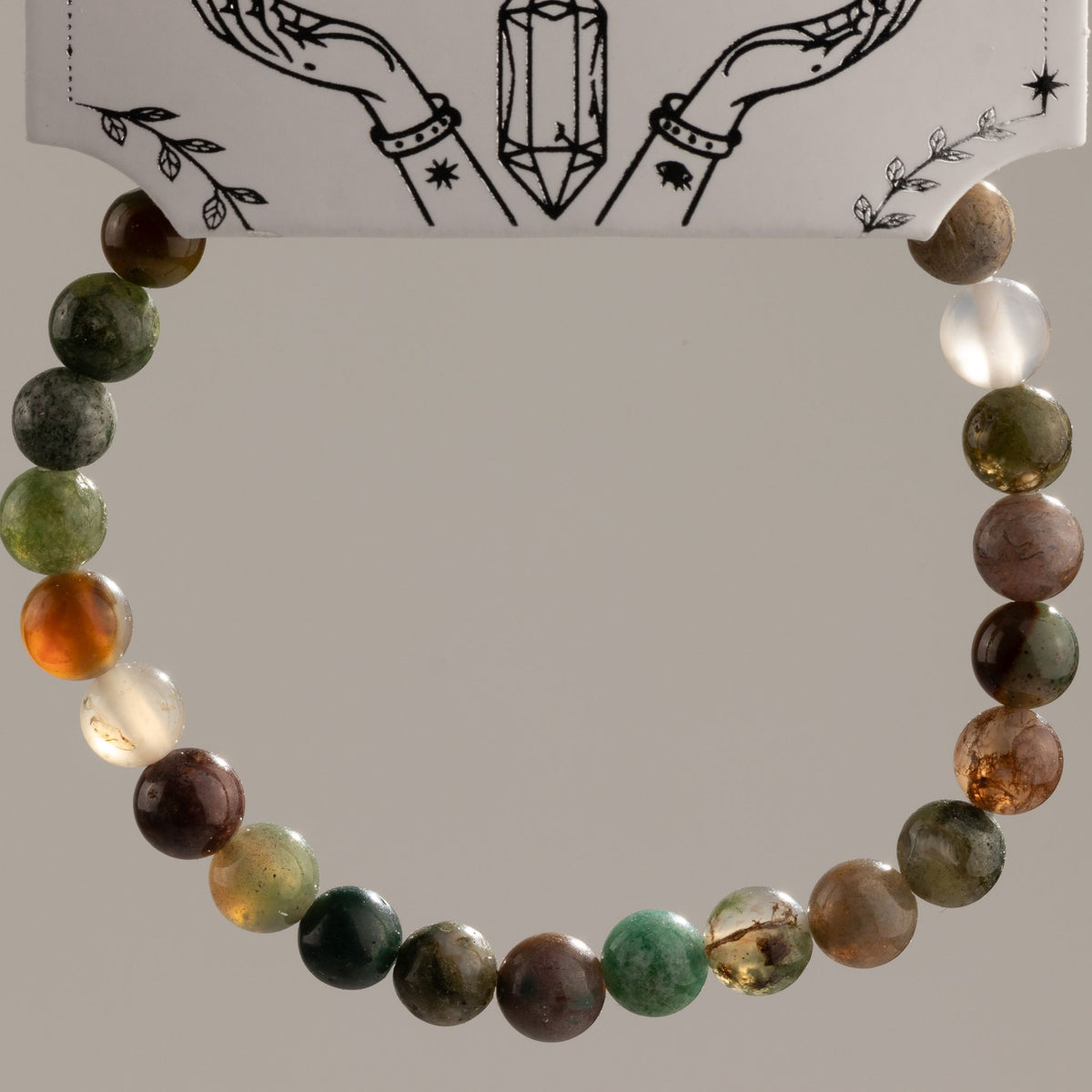 Moosachat-Armband Petite – 6 mm Perlen, 17 cm