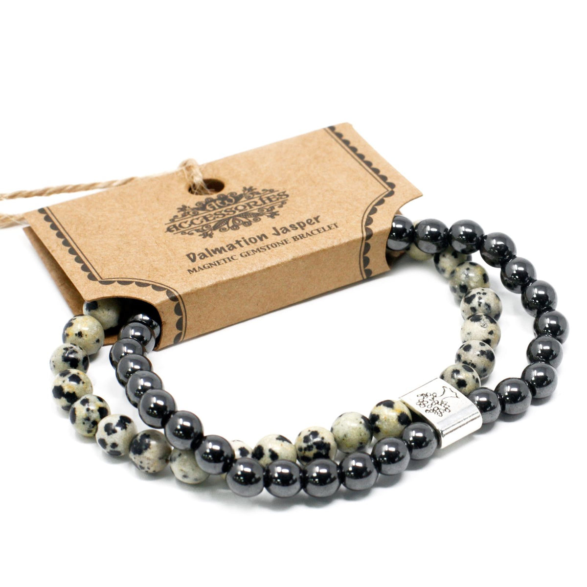 Magnetisches Dalmatinerjaspis-Armband – Edelsteinperlen