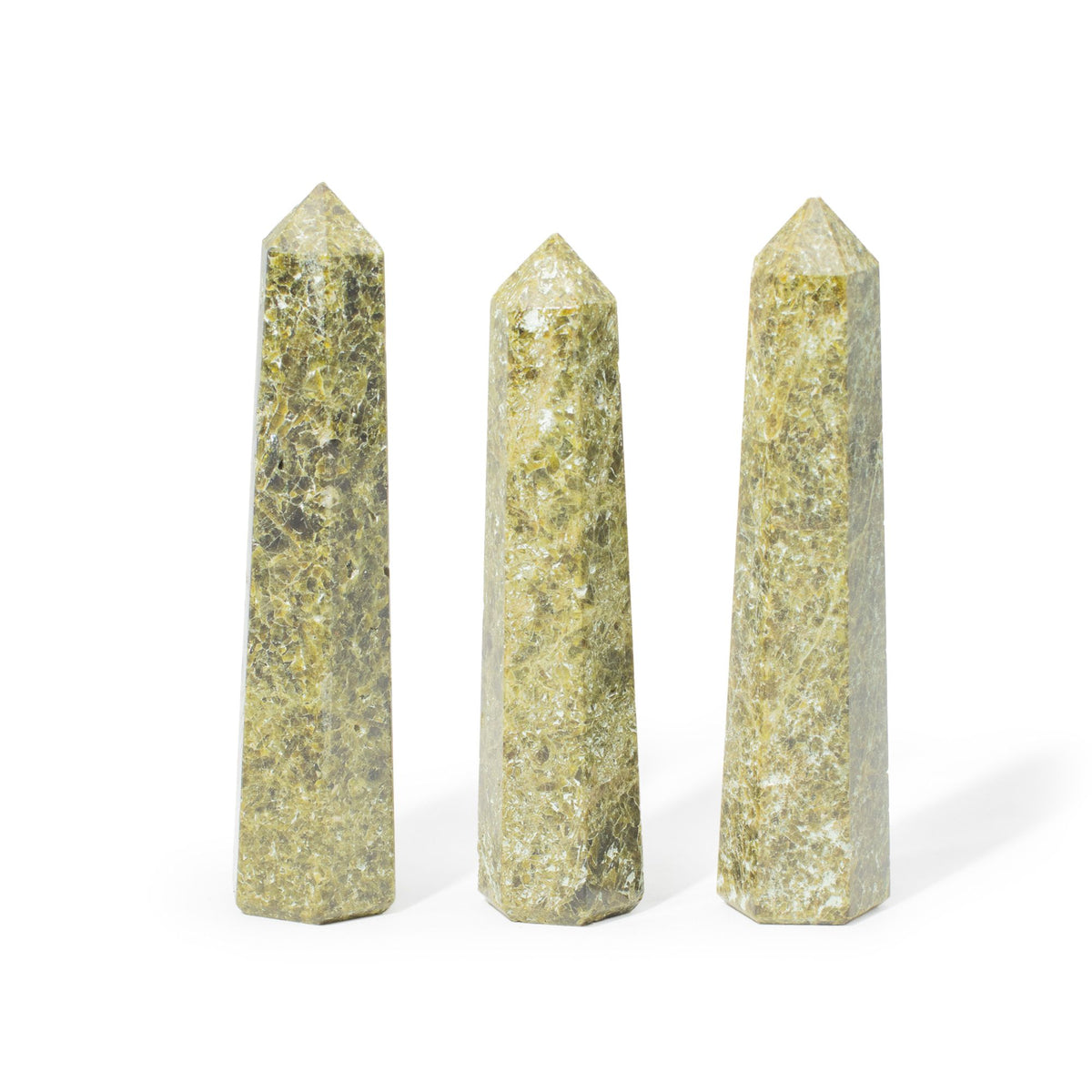 Sechsseitiger Edelstein-Obelisk ca. 11 cm – Epidot