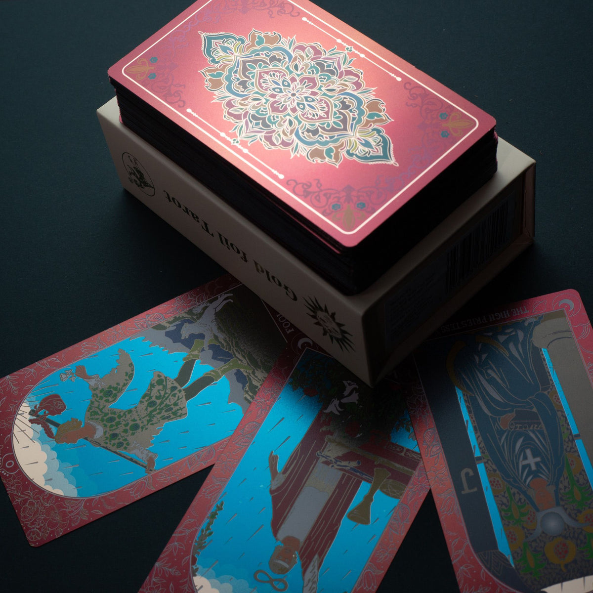 Rosa Tarot-Geschenkset mit Rubinfolie – mit Booklet