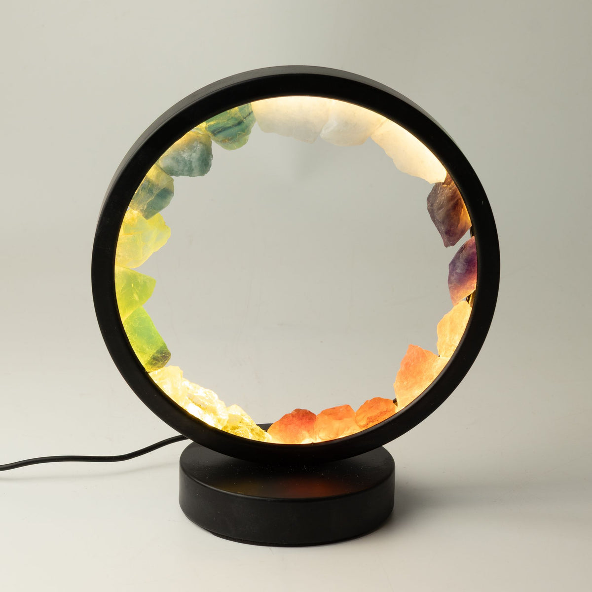 Edelstein Halo Lampe – 7 Chakren mit 7 Steinen
