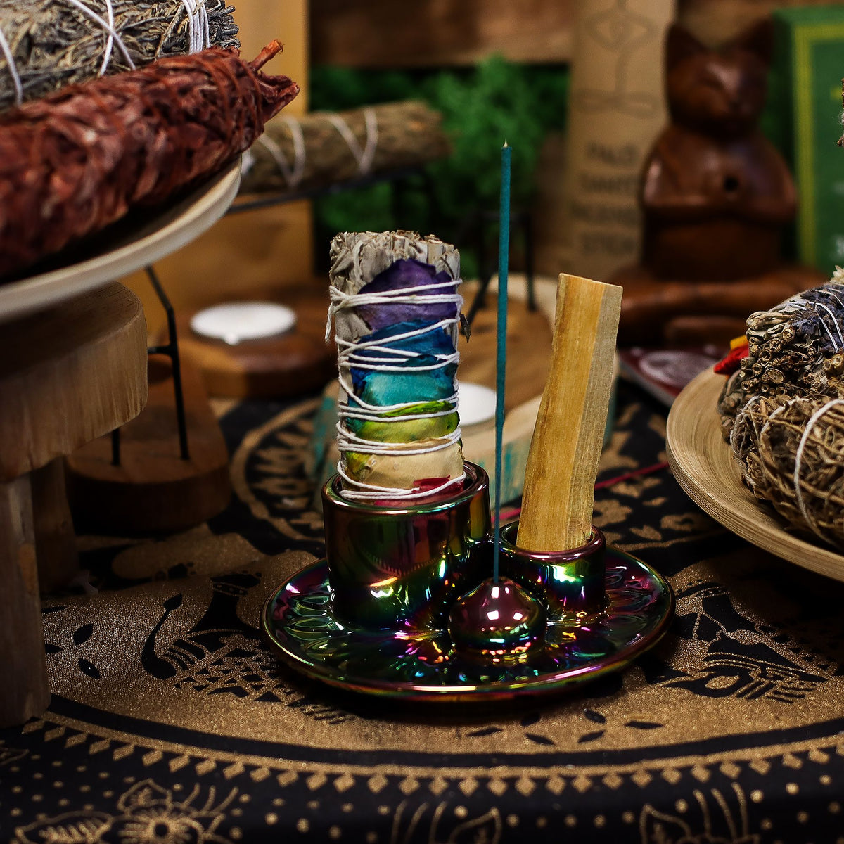 Palo-Santo- & Smudge-Halter – Mandala Metallic Rainbow