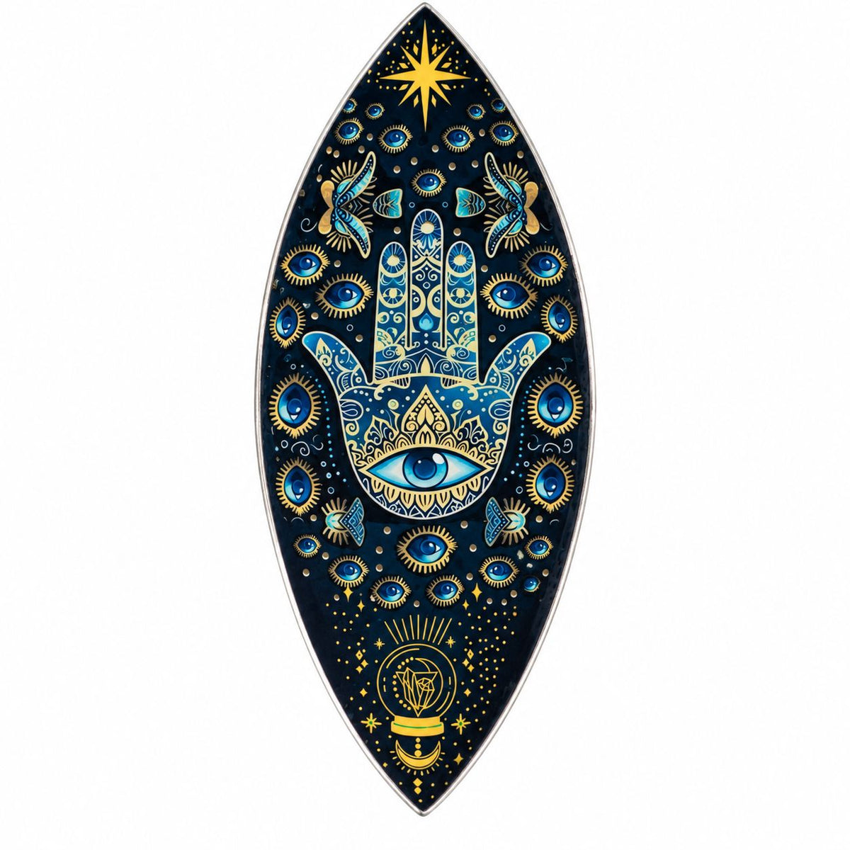 Emaille-Räucherschale Blauer Hamsa