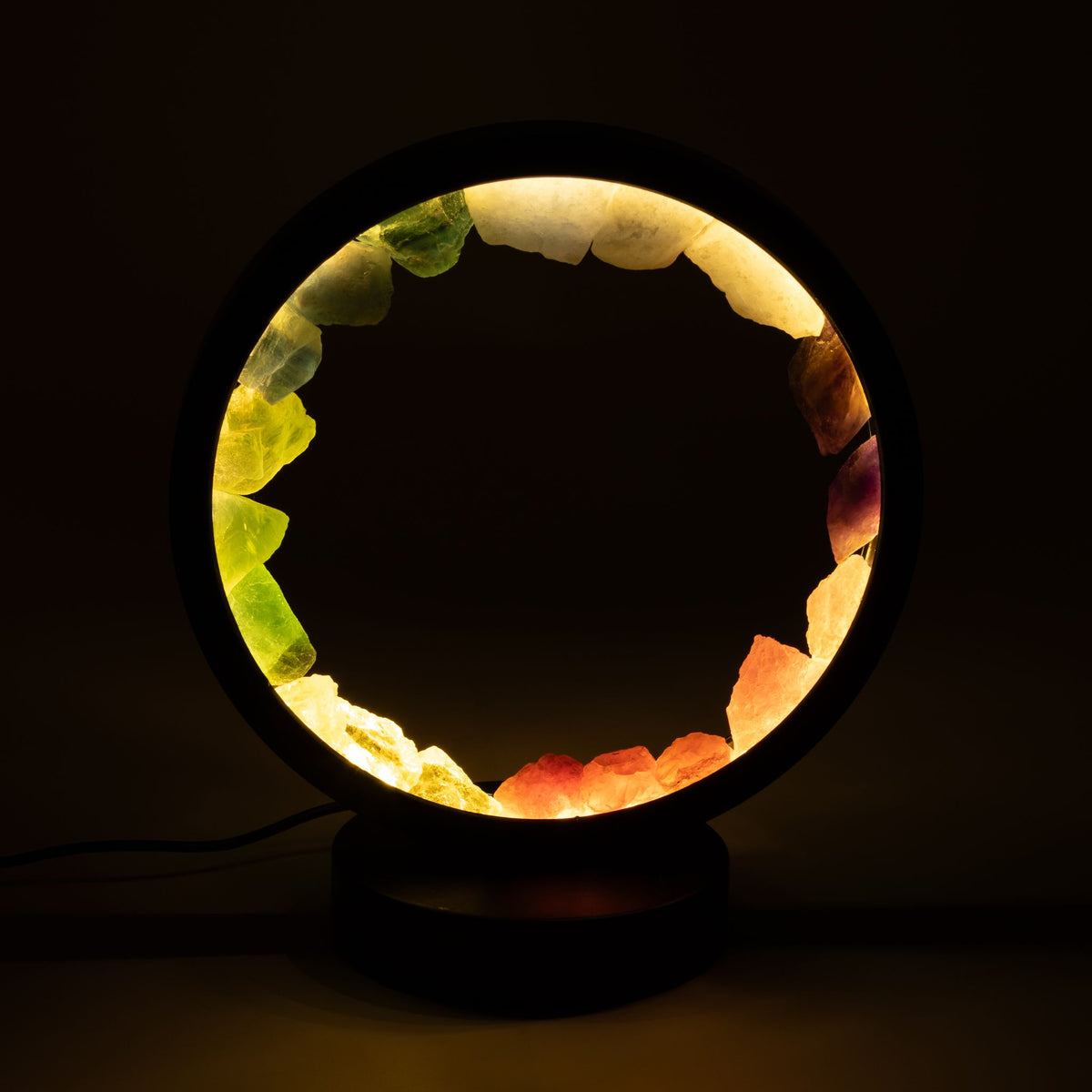 Edelstein Halo Lampe – 7 Chakren mit 7 Steinen