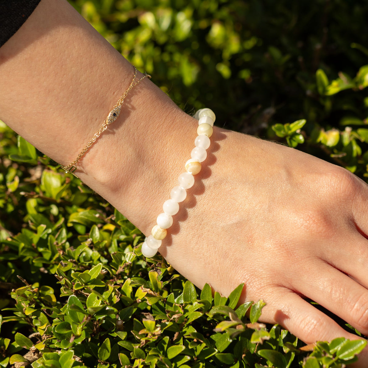 Moon Jade-Armband Petite – 6 mm Perlen, 17 cm