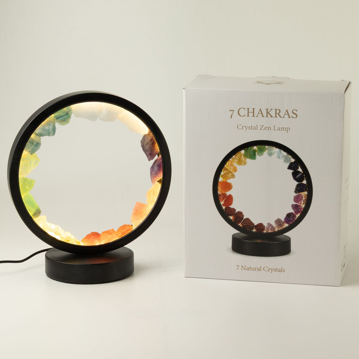 Edelstein Halo Lampe – 7 Chakren mit 7 Steinen
