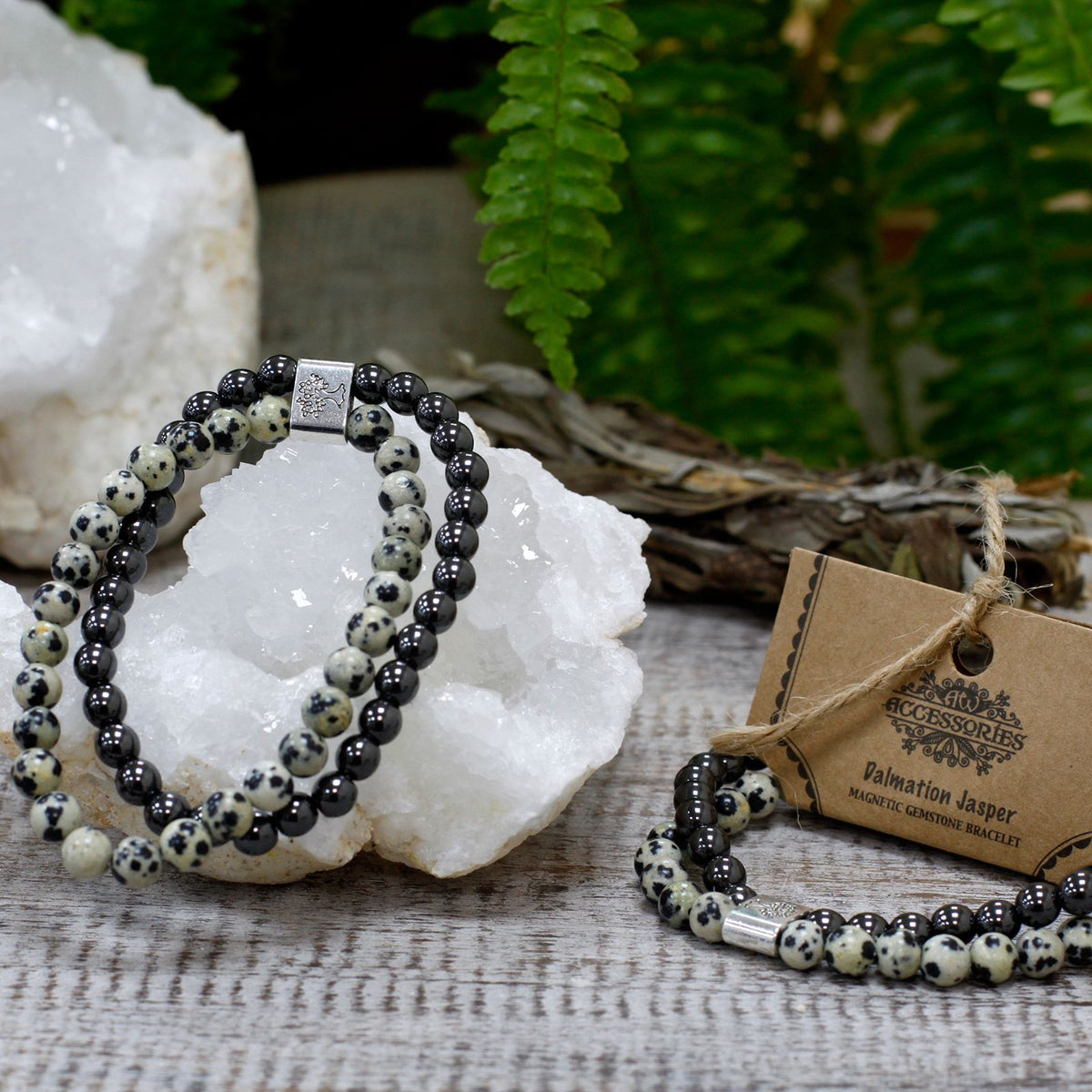Magnetisches Dalmatinerjaspis-Armband – Edelsteinperlen