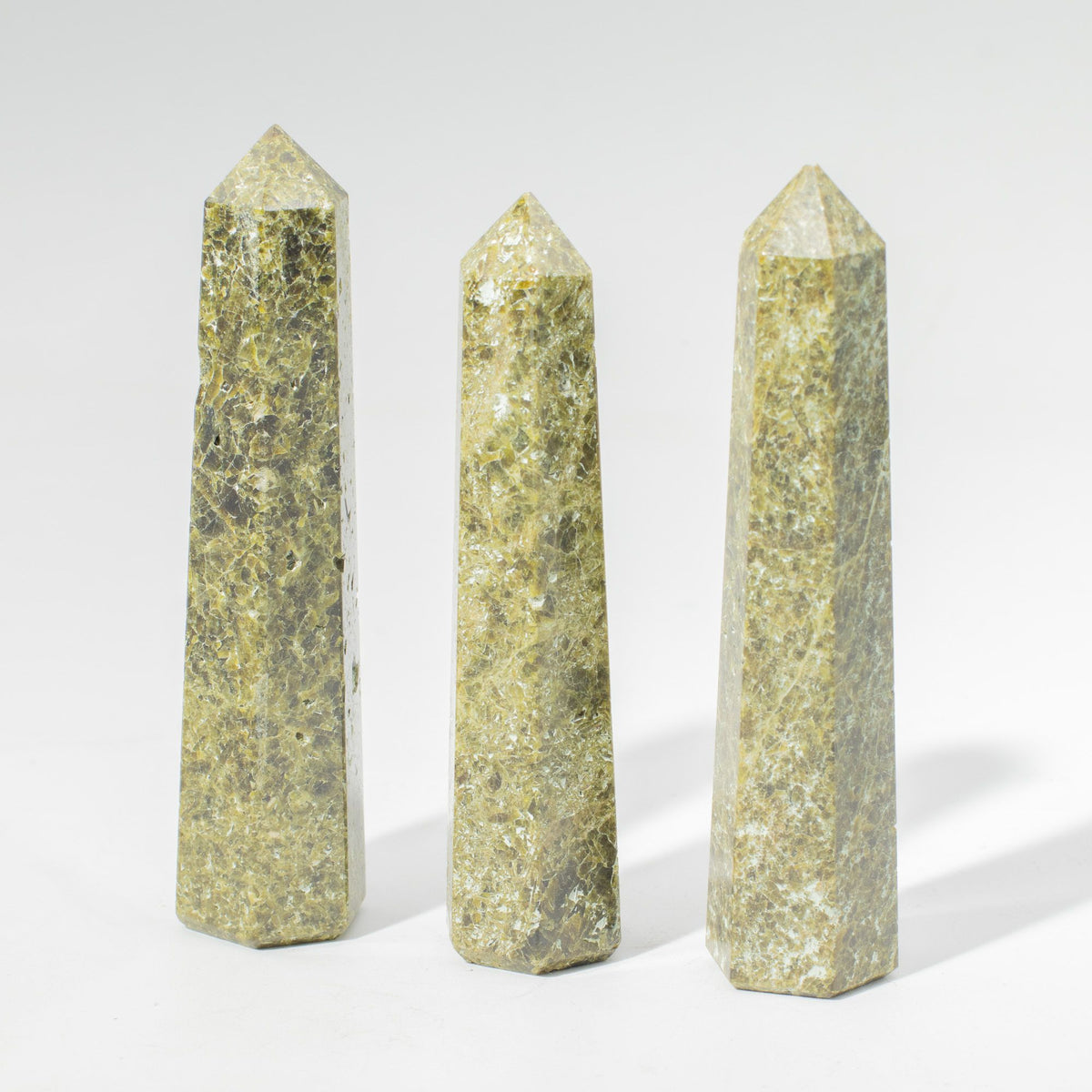 Sechsseitiger Edelstein-Obelisk ca. 11 cm – Epidot