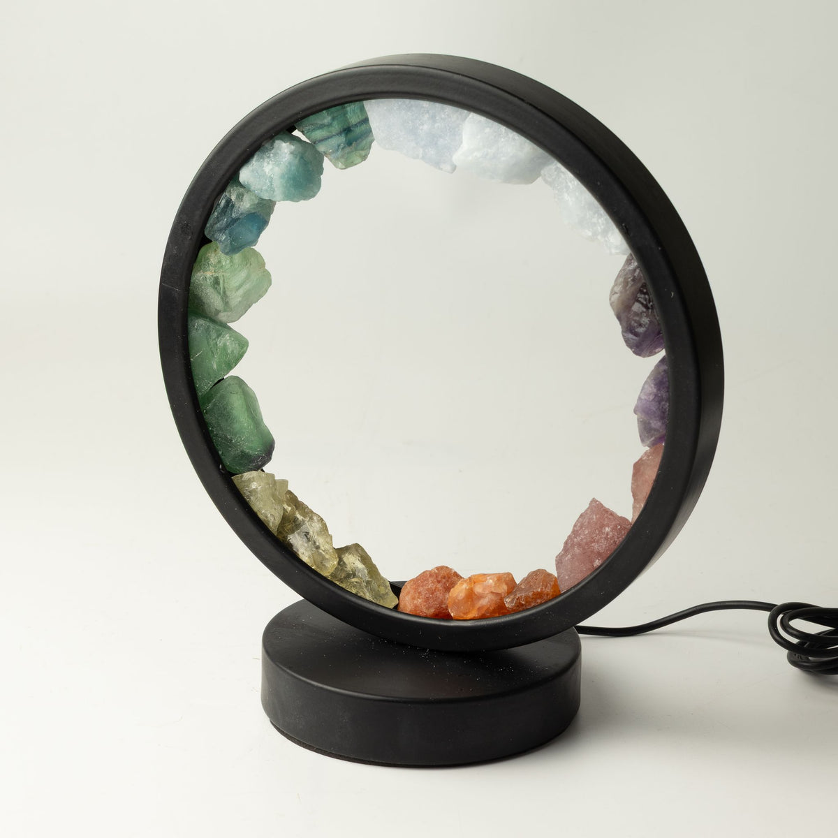Edelstein Halo Lampe – 7 Chakren mit 7 Steinen