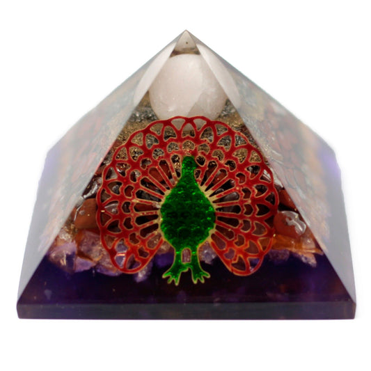 Orgonit Pyramide 70 mm – Pfau (Earth Base)