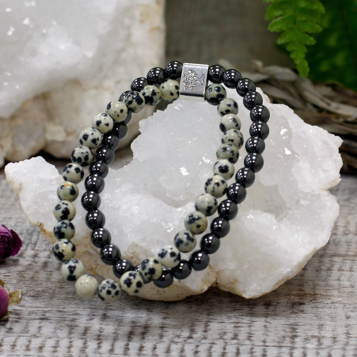 Magnetisches Dalmatinerjaspis-Armband – Edelsteinperlen